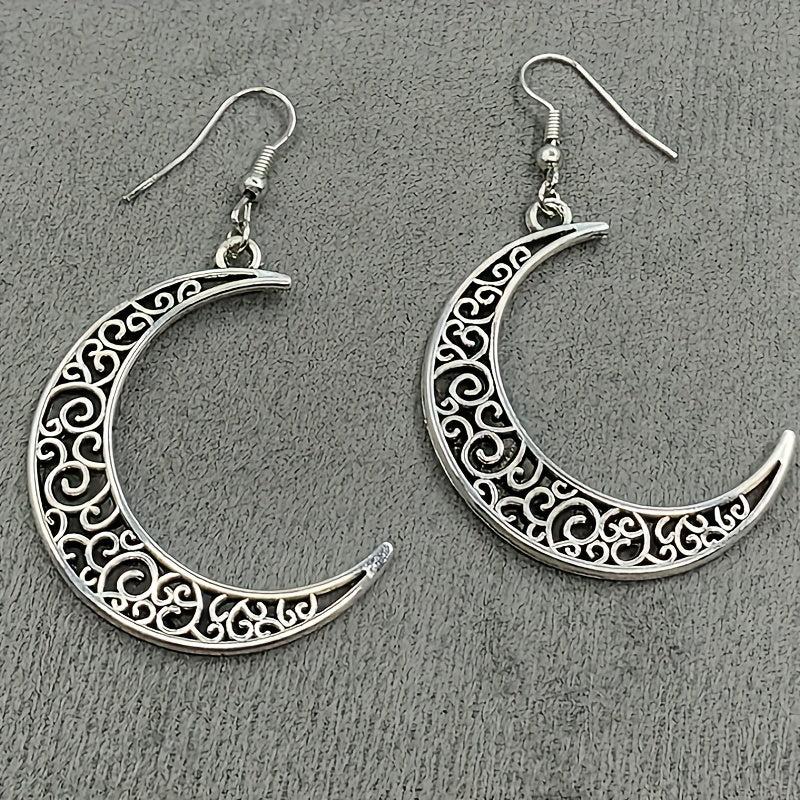 Hollow Moon Mushroom Pendant Earrings Alloy Silvery Plated Jewelry Woman Gift