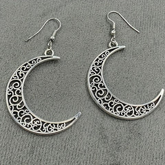Hollow Moon Mushroom Pendant Earrings Alloy Silvery Plated Jewelry Woman Gift