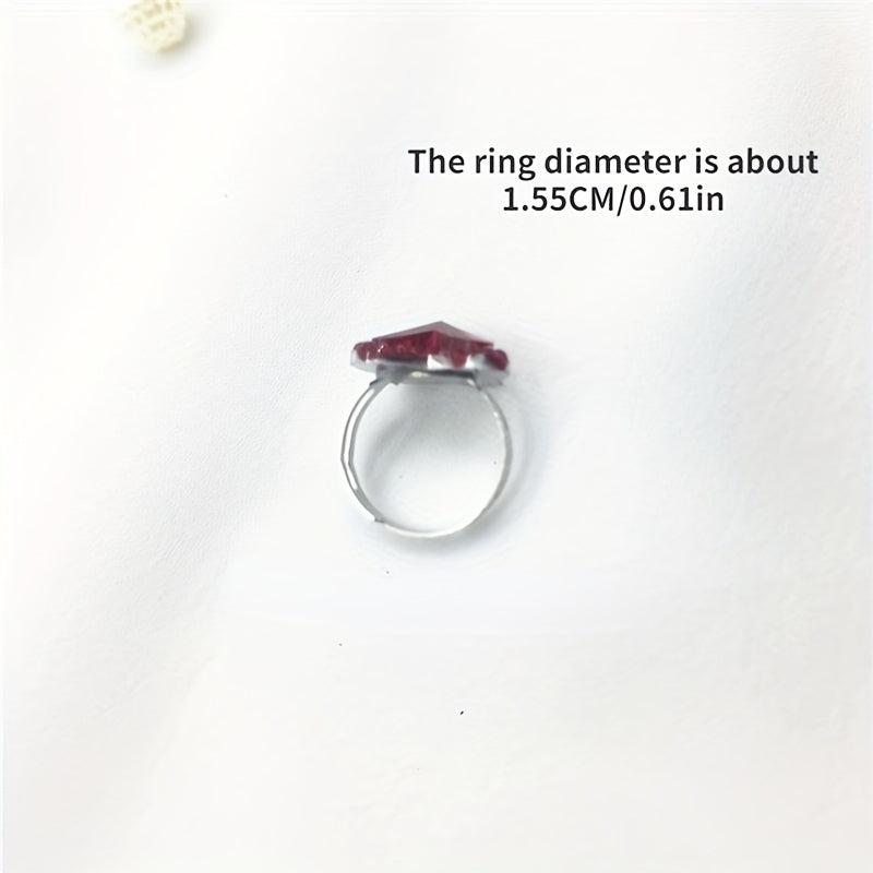 24pcs Cartoon Resin Gem Ring Set with Paper Box - Adjustable Size