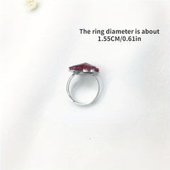 24pcs Cartoon Resin Gem Ring Set with Paper Box - Adjustable Size
