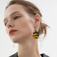 Red Elk Teardrop Faux Leather Earrings Gift Girls Jewelry