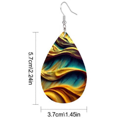 Red Elk Teardrop Faux Leather Earrings Gift Girls Jewelry
