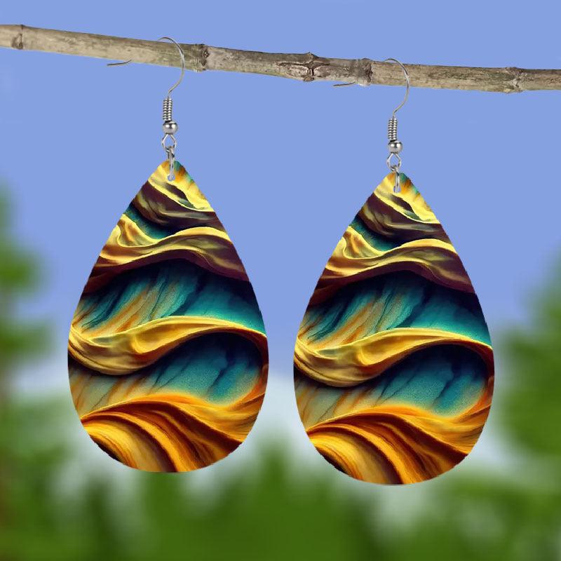 Red Elk Teardrop Faux Leather Earrings Gift Girls Jewelry