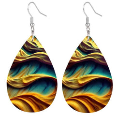 Red Elk Teardrop Faux Leather Earrings Gift Girls Jewelry
