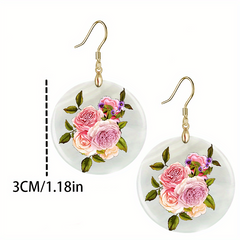 Flower Round Acrylic Pendant Earrings for Halloween Christmas Party