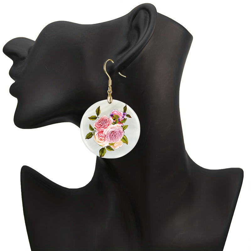 Flower Round Acrylic Pendant Earrings for Halloween Christmas Party