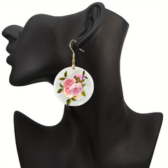 Flower Round Acrylic Pendant Earrings for Halloween Christmas Party