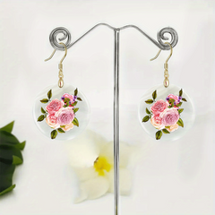 Flower Round Acrylic Pendant Earrings for Halloween Christmas Party