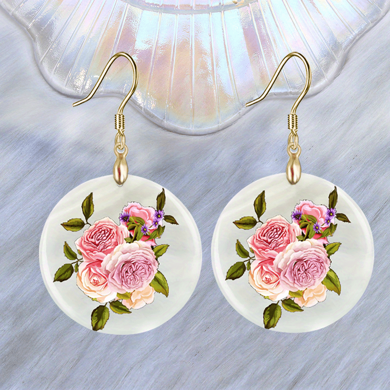 Flower Round Acrylic Pendant Earrings for Halloween Christmas Party