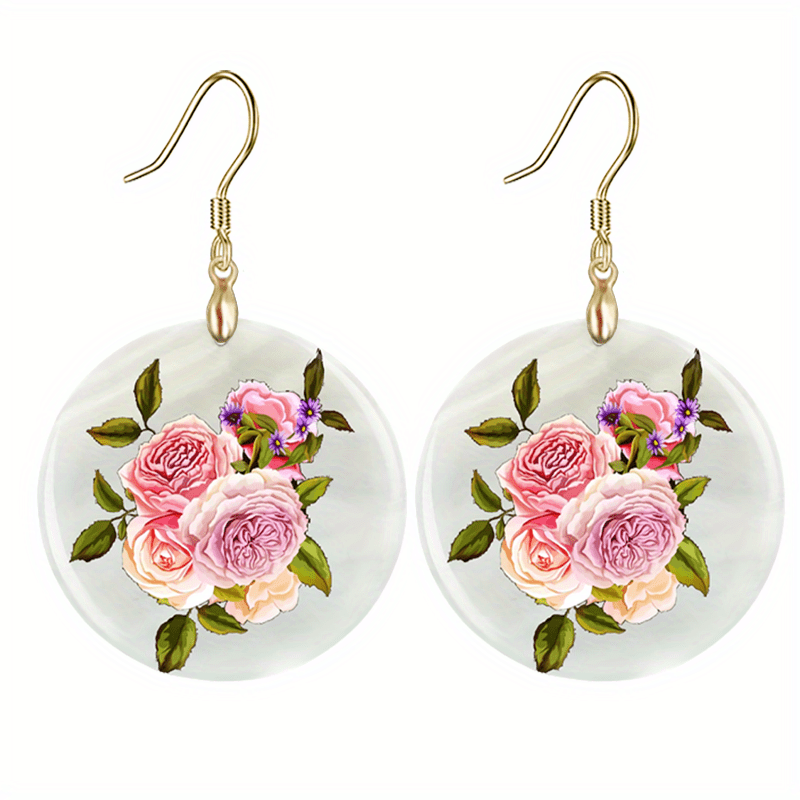 Flower Round Acrylic Pendant Earrings for Halloween Christmas Party