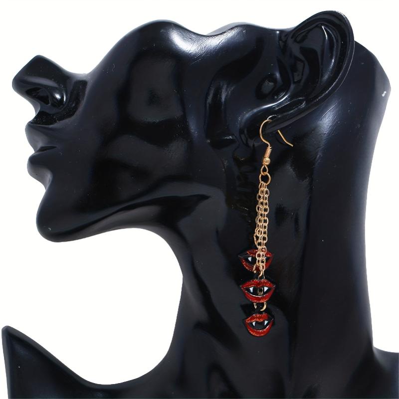 Halloween Pumpkin and Lip Dangle Earrings Set