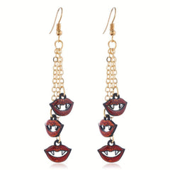 Halloween Pumpkin and Lip Dangle Earrings Set
