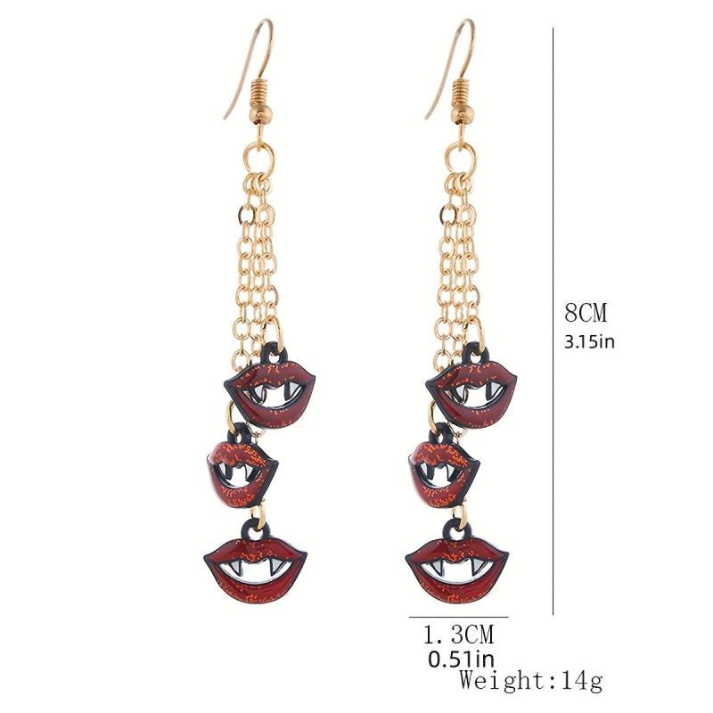 Halloween Pumpkin and Lip Dangle Earrings Set