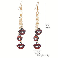 Halloween Pumpkin and Lip Dangle Earrings Set
