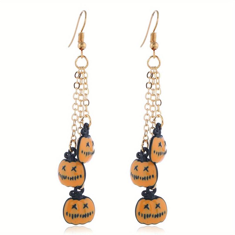 Halloween Pumpkin and Lip Dangle Earrings Set