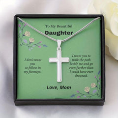 Cross Pendant Necklace With Message Card - For Daughter