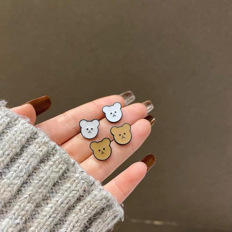 Sweet Lovely Bear Earrings Net Red Earrings for Women