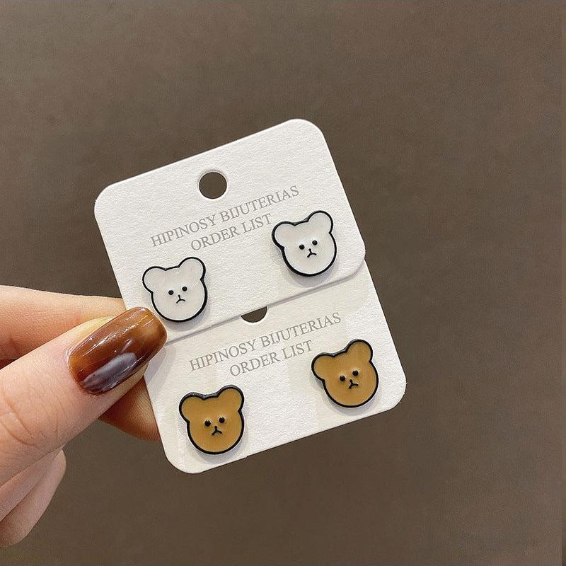 Sweet Lovely Bear Earrings Net Red Earrings for Women