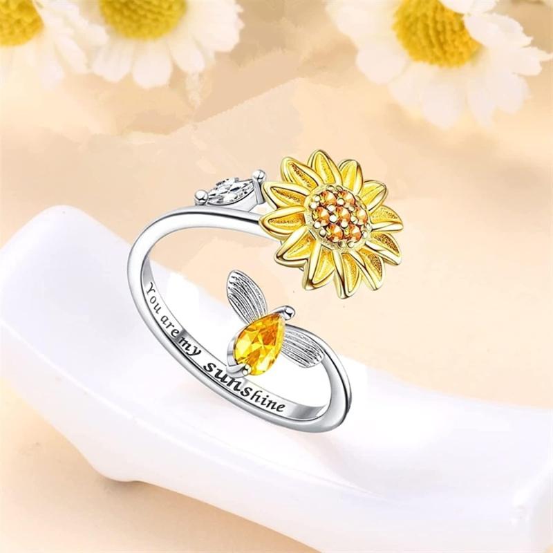 Light Sunflower Ring For Ladies And Girls Birthday Christmas Gift