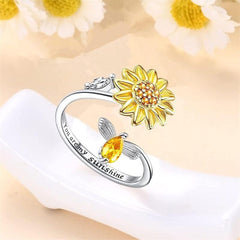 Light Sunflower Ring For Ladies And Girls Birthday Christmas Gift