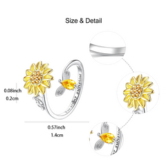 Light Sunflower Ring For Ladies And Girls Birthday Christmas Gift