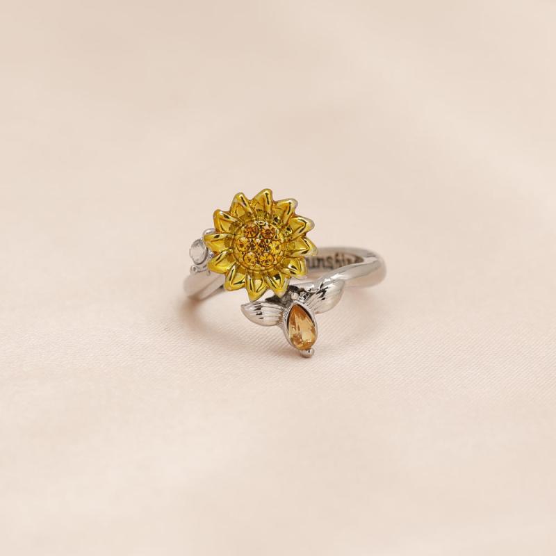 Light Sunflower Ring For Ladies And Girls Birthday Christmas Gift