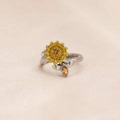 Light Sunflower Ring For Ladies And Girls Birthday Christmas Gift