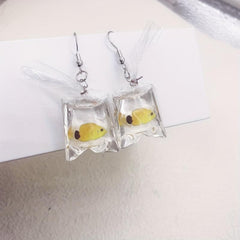 Funny Cartoon Ocean Fish Candy Earrings for Girls Women