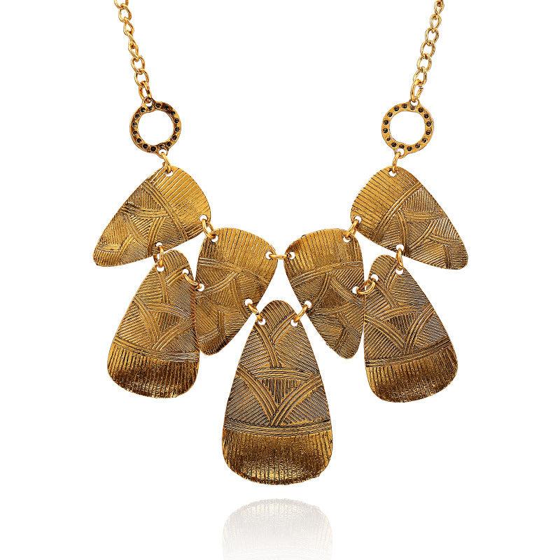 Retro Ethnic Drop Shape Necklace Collarbone Chain Unisex Short Chain