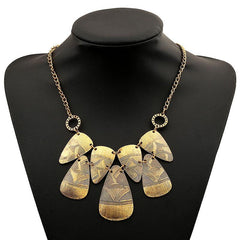 Retro Ethnic Drop Shape Necklace Collarbone Chain Unisex Short Chain