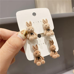 Plush Bunny Stud Earrings Cartoon Sweet Earrings