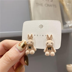 Plush Bunny Stud Earrings Cartoon Sweet Earrings