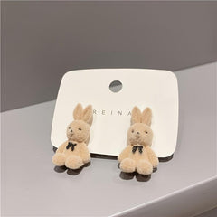 Plush Bunny Stud Earrings Cartoon Sweet Earrings