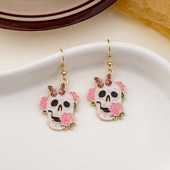 Halloween Rose Skull Earrings Dark Funny Earrings For Girls Women
