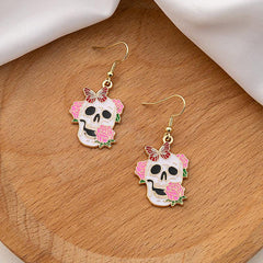 Halloween Rose Skull Earrings Dark Funny Earrings For Girls Women