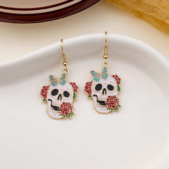 Halloween Rose Skull Earrings Dark Funny Earrings For Girls Women