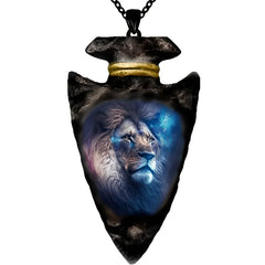 Animal Lion Head Pendant Necklace Geometric Triangle Chain Necklace Punk Jewelry