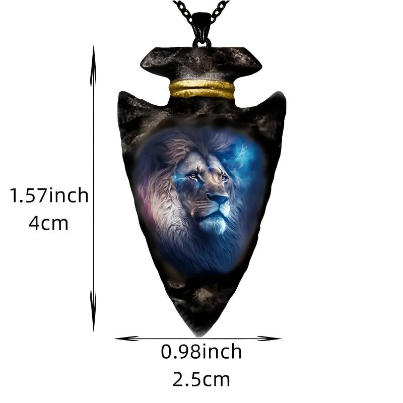 Animal Lion Head Pendant Necklace Geometric Triangle Chain Necklace Punk Jewelry