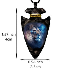 Animal Lion Head Pendant Necklace Geometric Triangle Chain Necklace Punk Jewelry