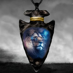 Animal Lion Head Pendant Necklace Geometric Triangle Chain Necklace Punk Jewelry