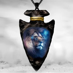 Animal Lion Head Pendant Necklace Geometric Triangle Chain Necklace Punk Jewelry