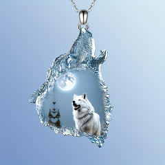 Crystal Wolf Pendant Necklace for Unisex
