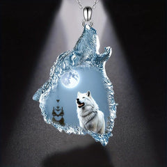 Crystal Wolf Pendant Necklace for Unisex