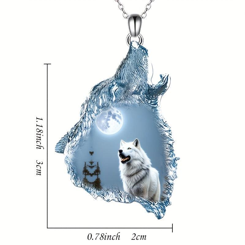 Crystal Wolf Pendant Necklace for Unisex