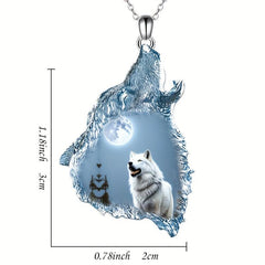 Crystal Wolf Pendant Necklace for Unisex