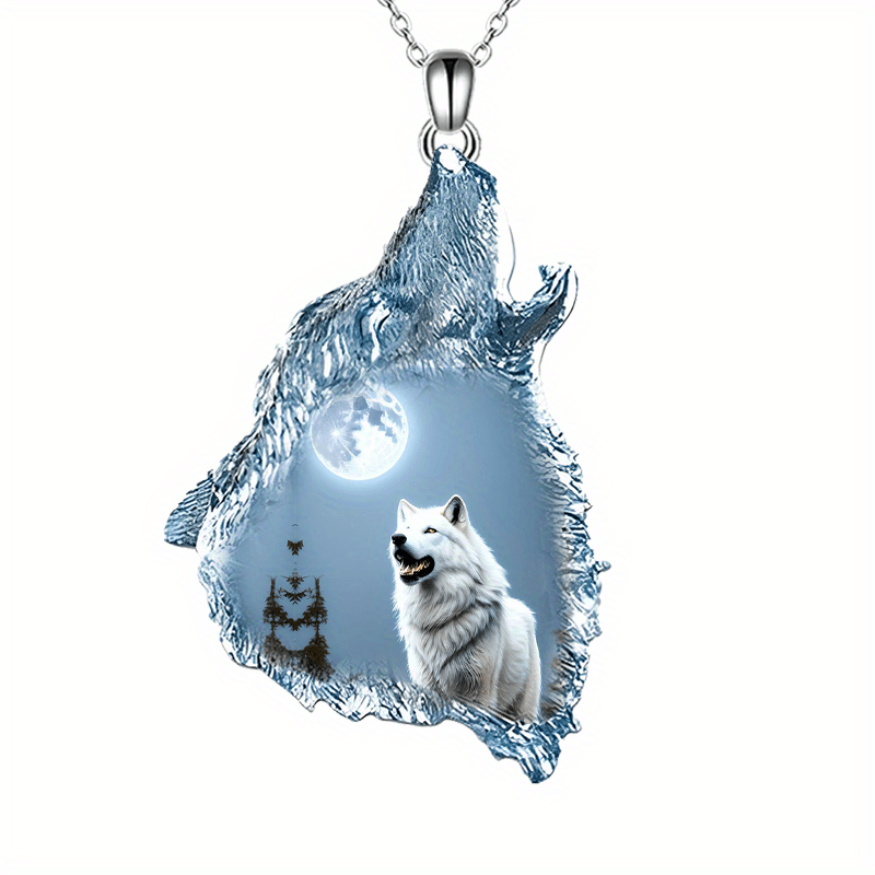 Crystal Wolf Pendant Necklace for Unisex