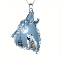 Crystal Wolf Pendant Necklace for Unisex