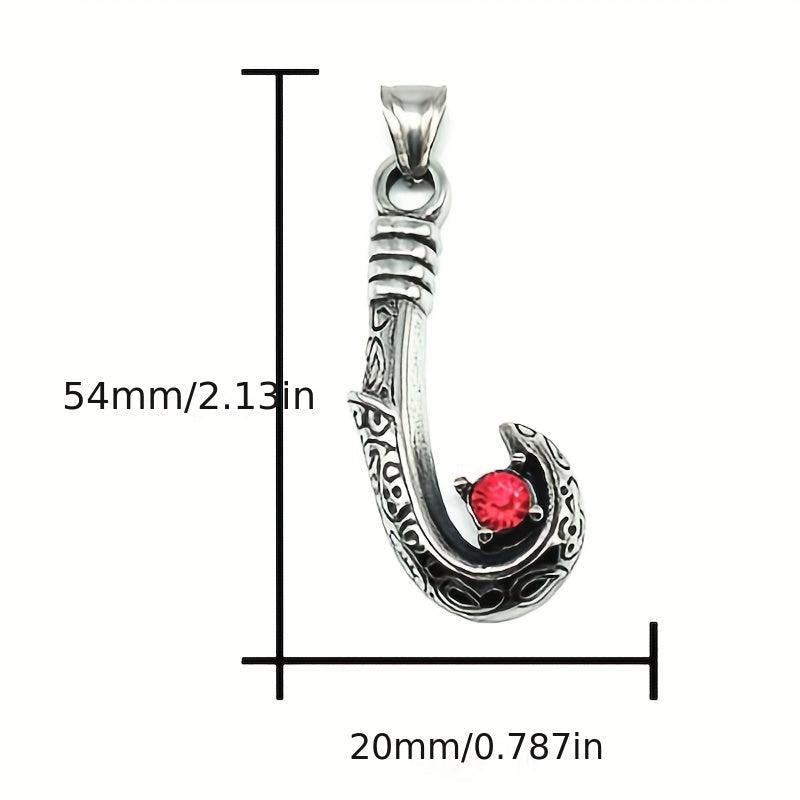 Stainless Steel Fish Hook Pendant Necklace Vintage Artificial Diamond Letters