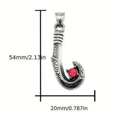 Stainless Steel Fish Hook Pendant Necklace Vintage Artificial Diamond Letters