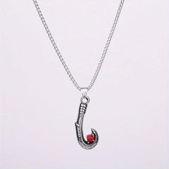 Stainless Steel Fish Hook Pendant Necklace Vintage Artificial Diamond Letters